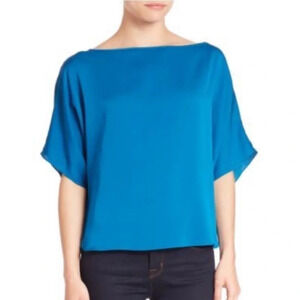 Milly | Dolman Sleeve Boatneck Batwing Sleeve Silk Blouse, Size Medium